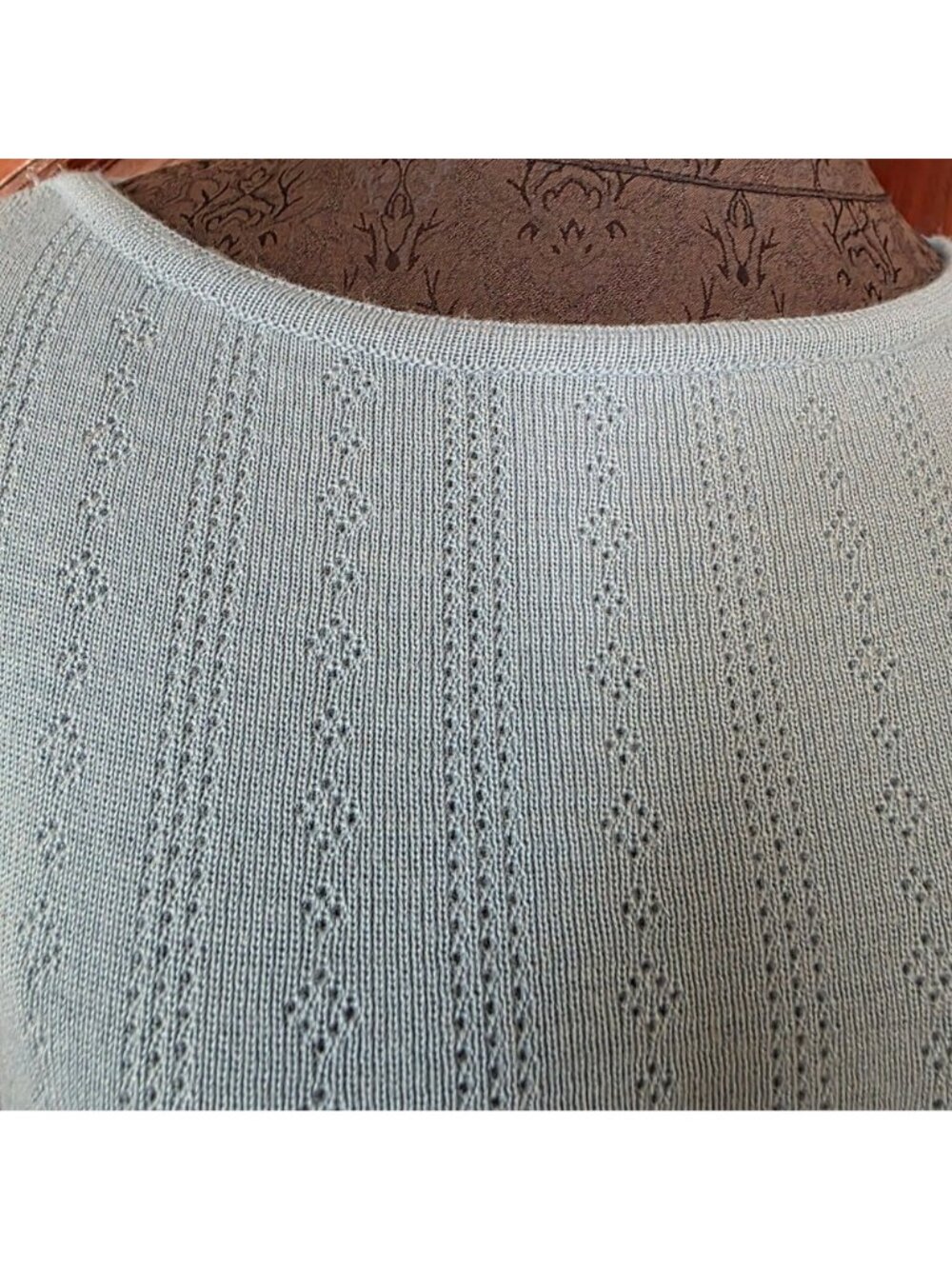 Rafael Womens Light Blue Knit Sweater Small Lambs Wool Blend Long Sleeve - Picture 2 of 6